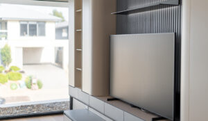 Custom designed entertainment cabinetry and in-built shelving
